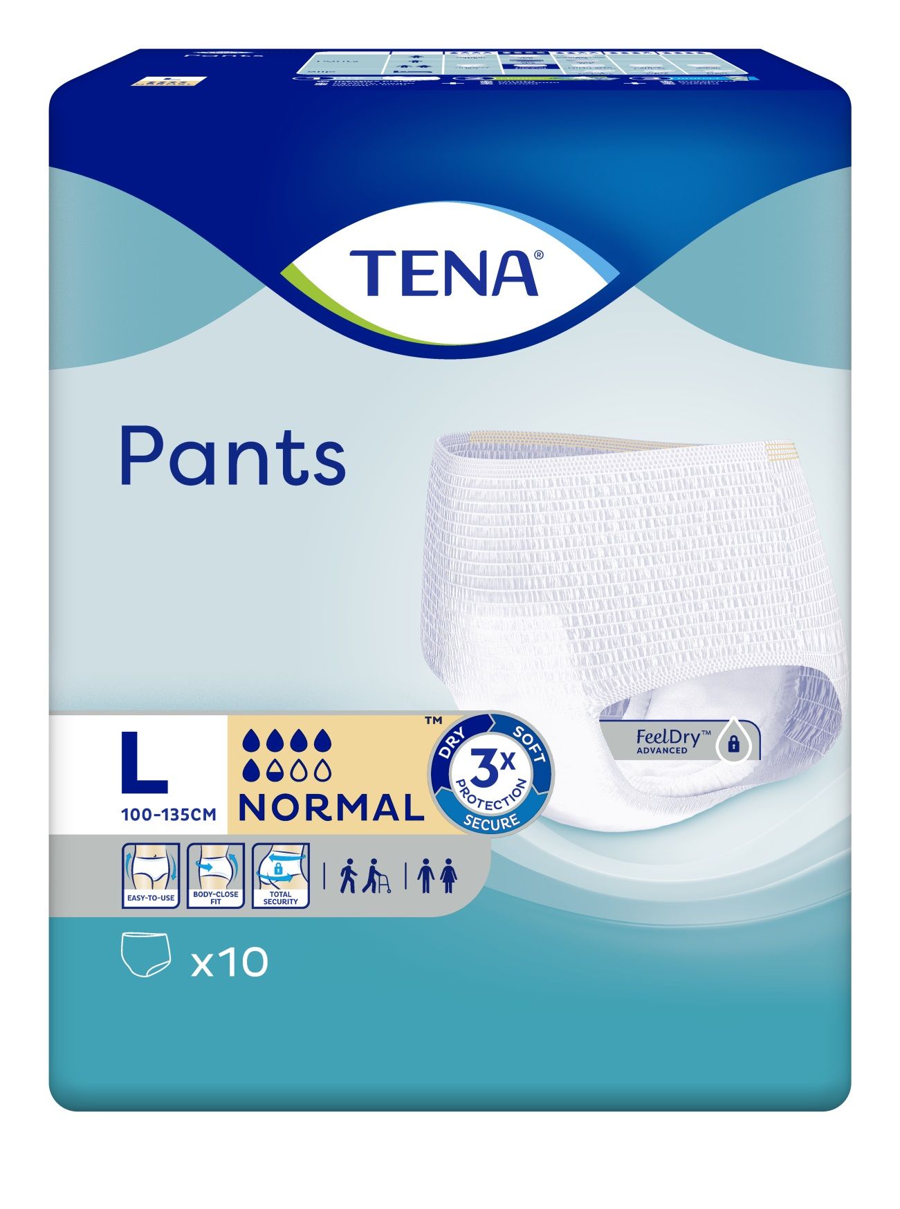 TENA PANTS Абсорбиращо еднократно бельо 5 1/2 капки, размер M, 10бр.