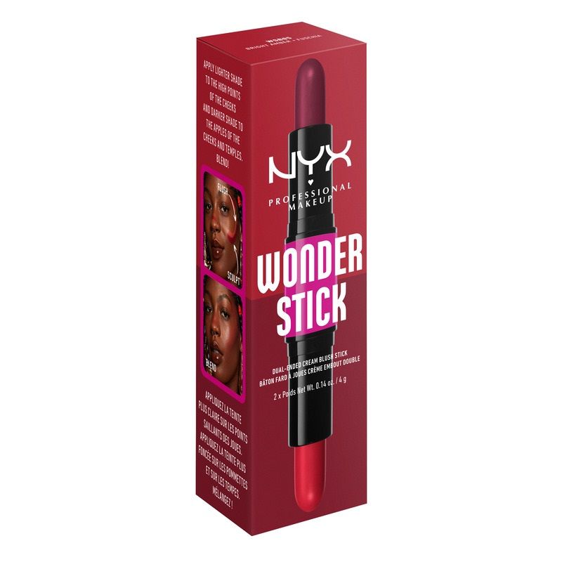 NYX PROFESSIONAL MAKE UP WONDER STICK Руж стик двоен Bright amber N Fuschia, 4 г