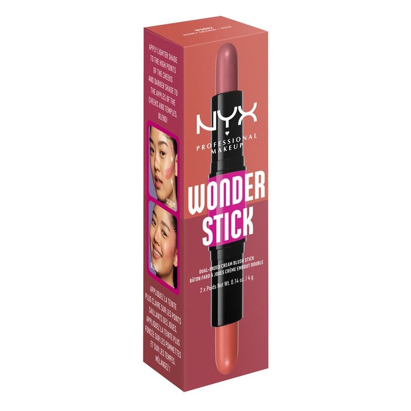 NYX PROFESSIONAL MAKE UP WONDER STICK Руж стик двоен Honey orange N Rose, 4 г