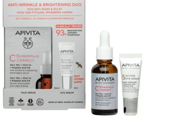 APIVITA PROMO С15 Propolis Correct Антиоксидантен серум 30ml +  5 Action Eye Serum серум с 5 действия за околоочен контур 5ml