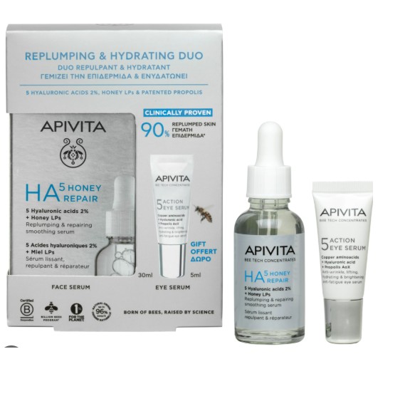 APIVITA PROMO НА5 Honey Repair Уплътняващ серум 30ml + 5 Action Eye Serum серум с 5 действия за околоочен контур 5ml