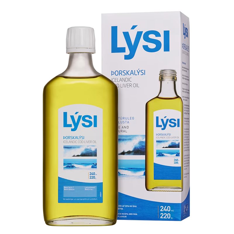 LYSI ICELANDIC COD LIVER OIL (EPA-690mg, DHA-920mg) Омега-3 2160mg Масло от черен дроб на исландска риба треска за сърце, мозък и кожа x 240ml