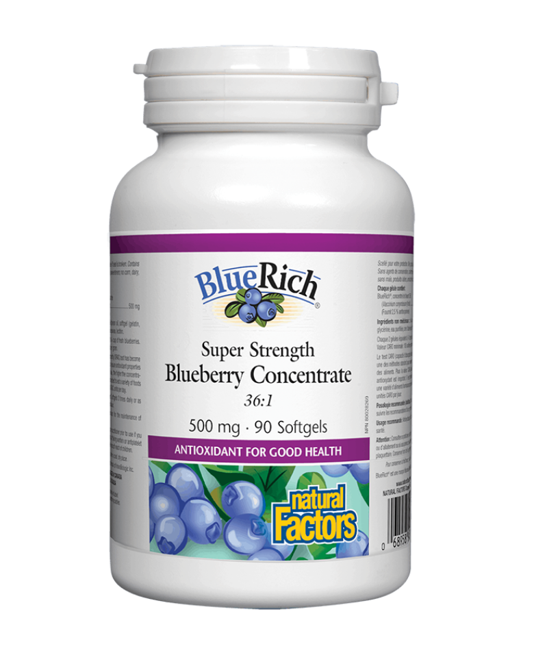 NATURAL FACTORS BLUERICH Синя боровинка Супер концентрат 500mg x 90 softgels