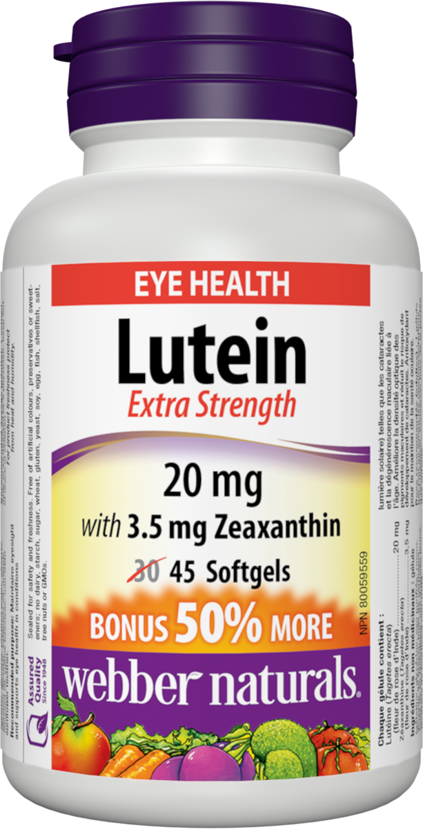 WEBBER NATURALS 20mg LUTEIN +3.5mg ZEAXANTHIN x 45 softgels