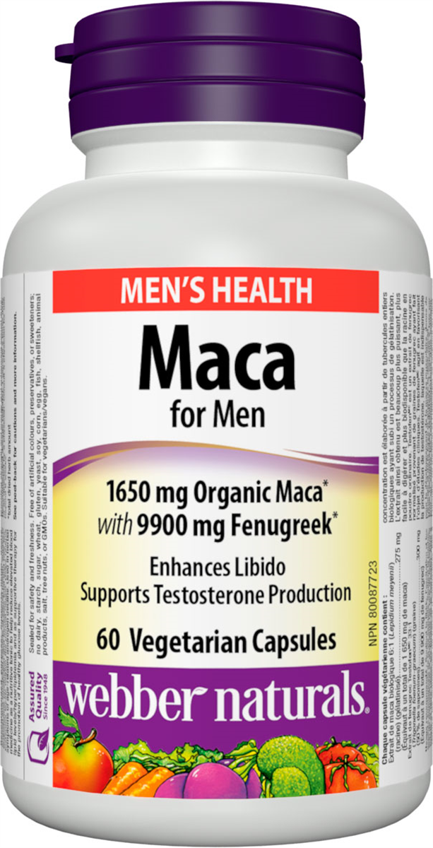 WEBBER NATURALS MACA FOR MEN повишава мъжкото либидо и енергията x 60 caps