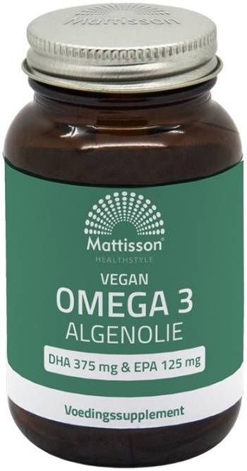MATTISSON Vegan OMEGA-3 ALGENOLIE (DHA-375mg & EPA-125mg) Веган Омега-3 от водорасли Когнитивна и сърдечна функция х 60 caps