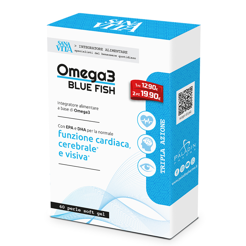 PALADIN PHARMA SANAVITA Omega3 Blue Fish Омега-3 Рибено масло 500mg (EPA 175mg/DHA 125mg) x 60 softgels caps