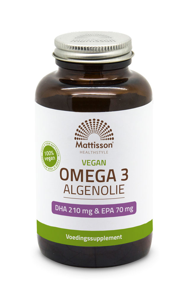 MATTISSON Vegan OMEGA-3 ALGENOLIE (DHA-210mg & EPA-70mg) Веган Омега-3 от водорасли Мозъчна и сърдечна функция х 60 caps
