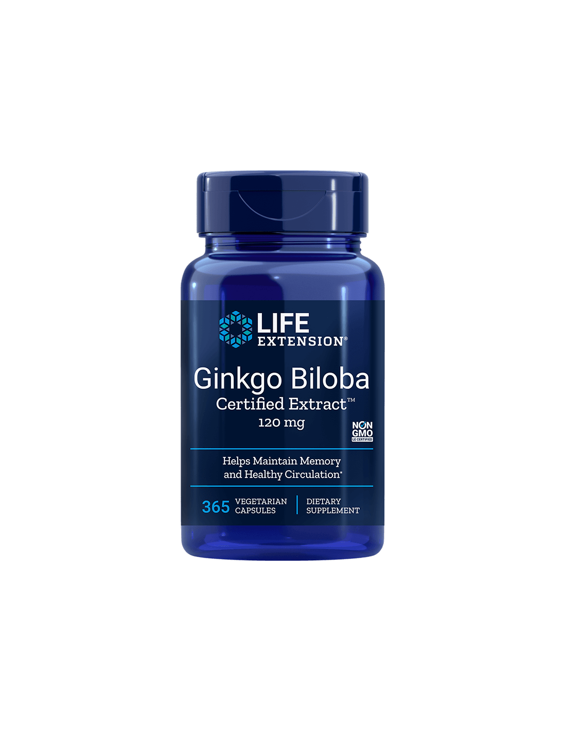 LIFE EXTENSION GINKGO BILOBA Certified Extract 120mg Гинко Билоба за памет и концентрация x 365 caps