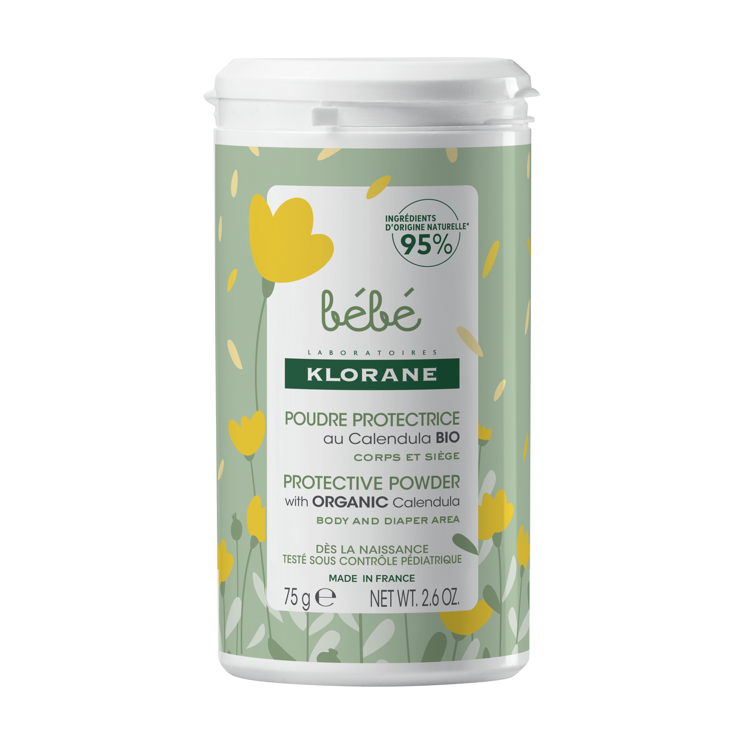 KLORANE BEBE защитна пудра при смяна на пелени 75g