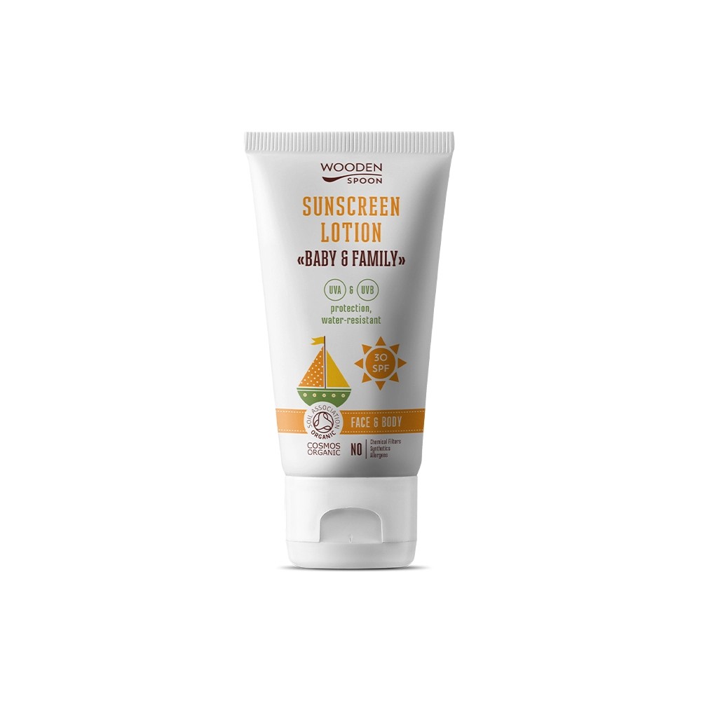 WOODEN SPOON Слънцезащитен лосион Baby & Family SPF30 TUBE 100 ml