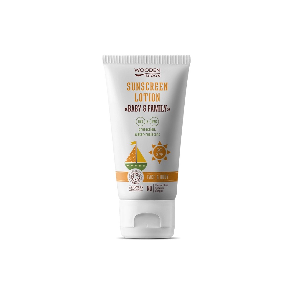 WOODEN SPOON Слънцезащитен лосион "Baby & Family" SPF 30, - invisible zinc 150 ml