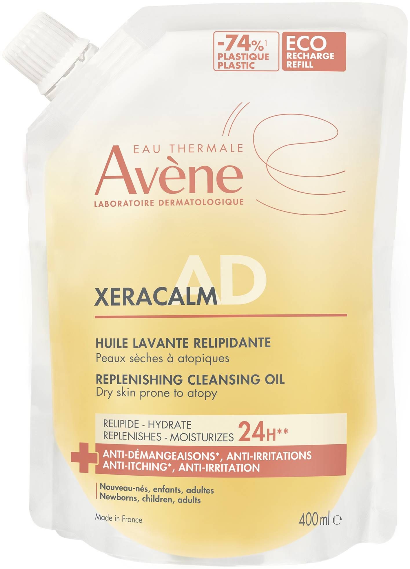 AVENE XERACALM A.D Почистващо релипидиращо олио 400ml екопълнител