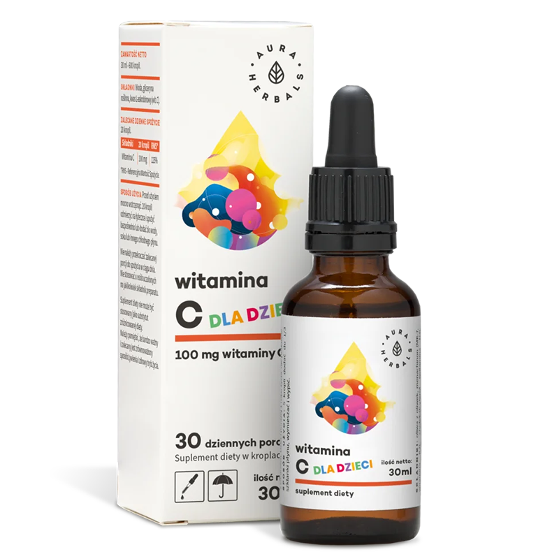 AURA HERBALS WITAMINA C Dla Dzieci Витамин С за Деца 100mg подкрепя имунната система на децата капки x 30ml