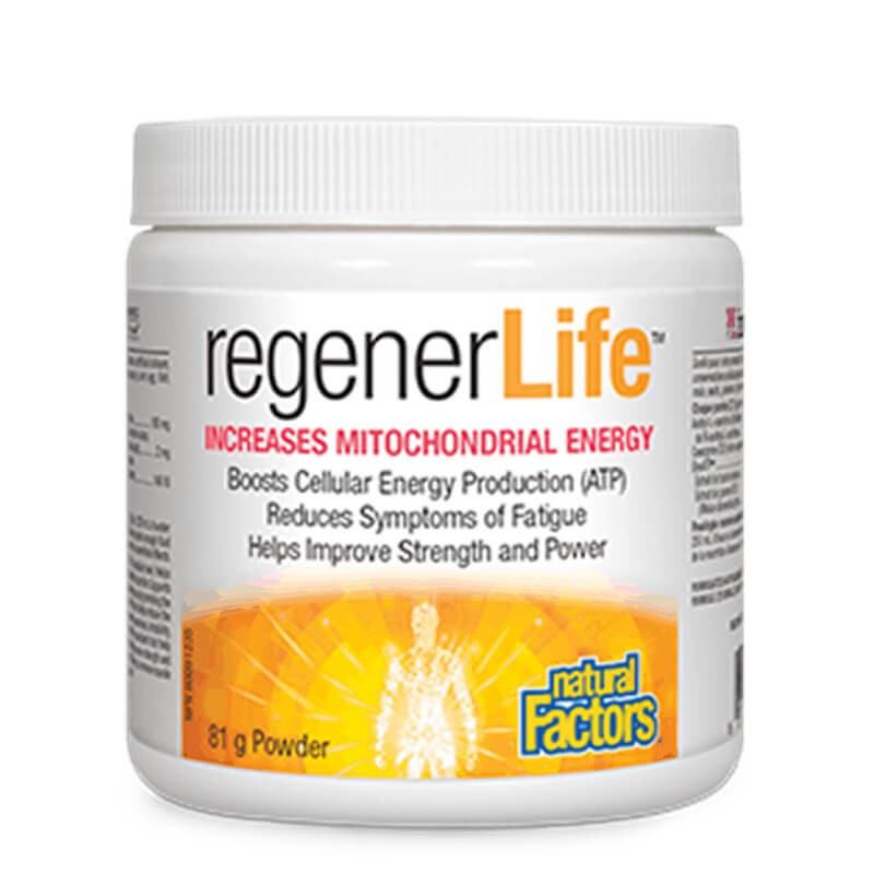NATURAL FACTORS Regener Life Increases Mitochondrial Energy Формула за митохондриално здраве и забавяне на стареенето х 81 g пудра