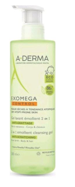 A-DERMA EXOMEGA CONTROL емолиентен почистващ гел 2в1 500ml