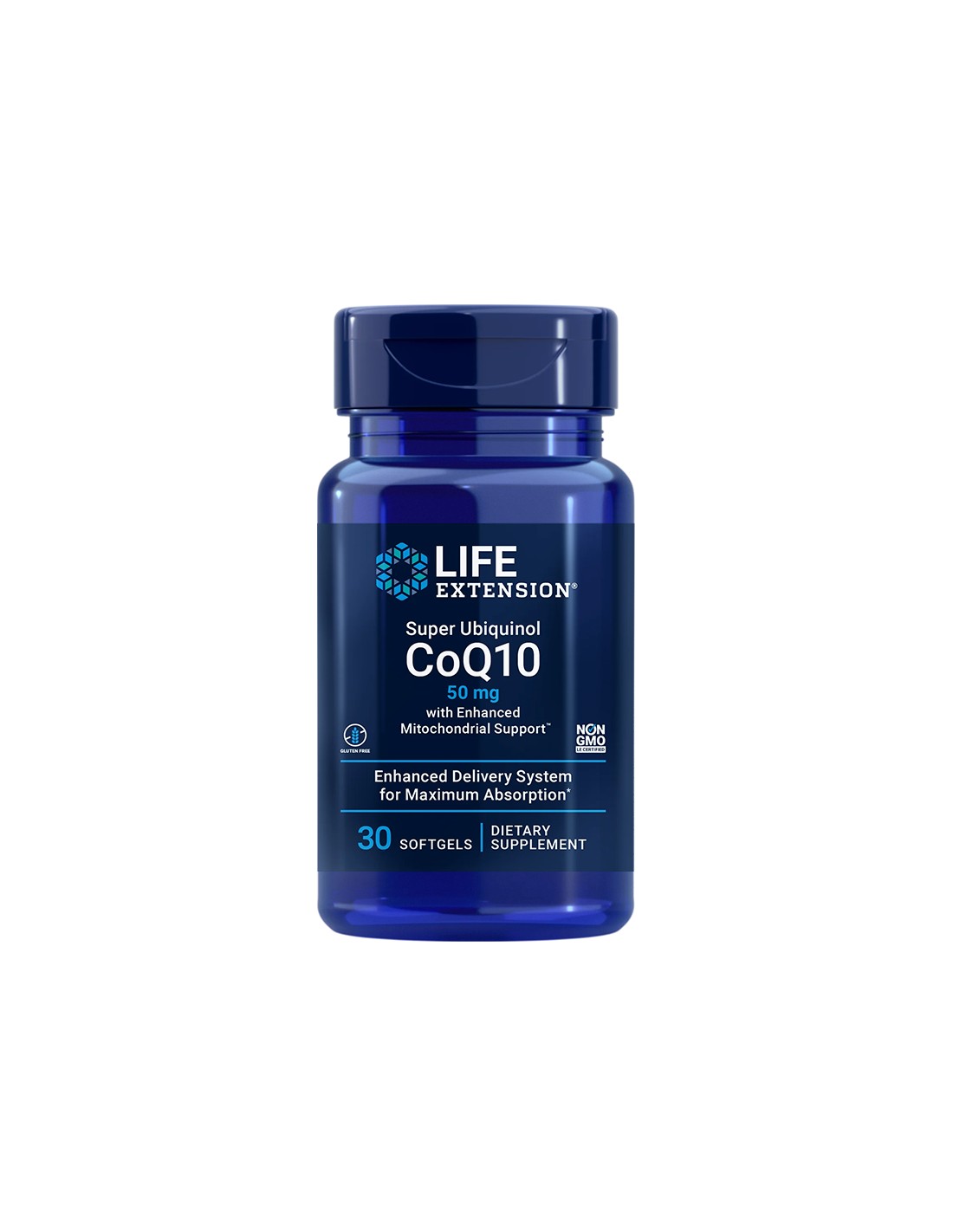 LIFE EXTENSION SUPER UBIQUINOL CoQ10 50mg with Enhanced Mitochondrial Support  Коензим Q10 (убиквинол) 50mg + Шилажит 50mg Антиоксидантна формула x 30 softgel caps
