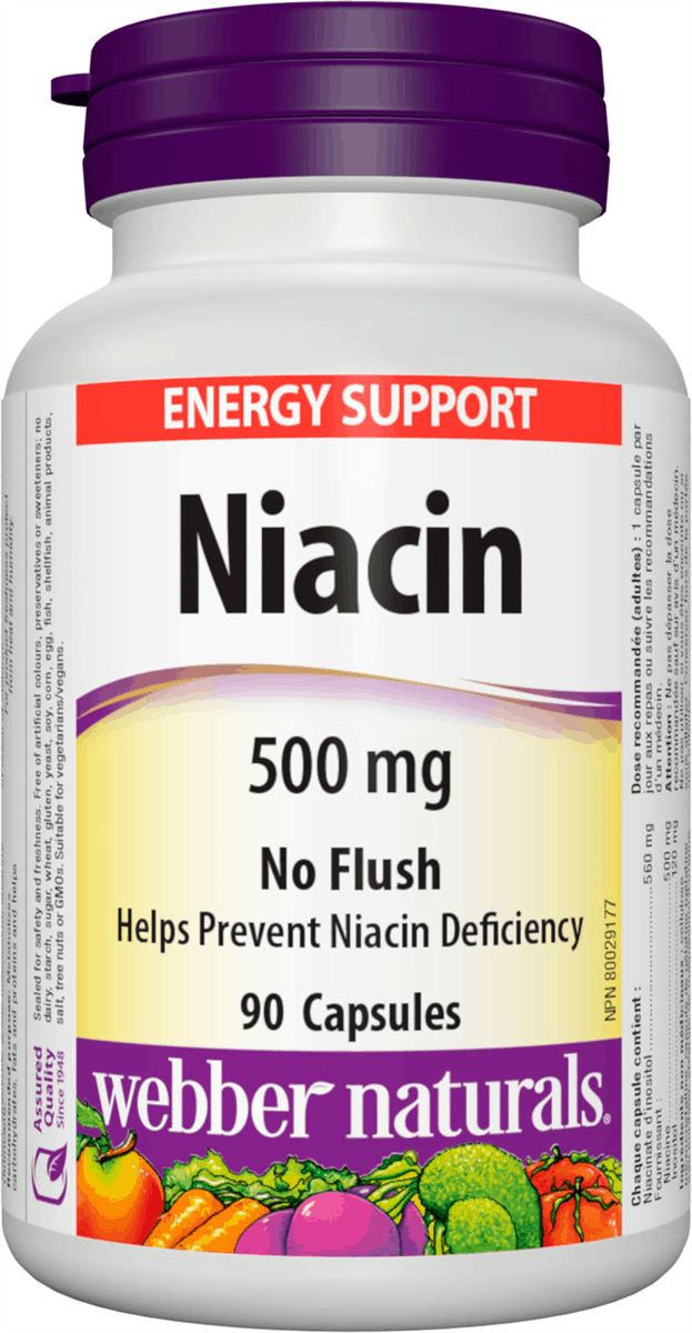 WEBBER NATURALS NIACIN 500mg Ниацин x 90 caps
