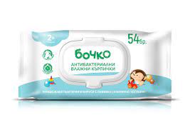 БОЧКО Антибактериални влажни кърпи капак x 54