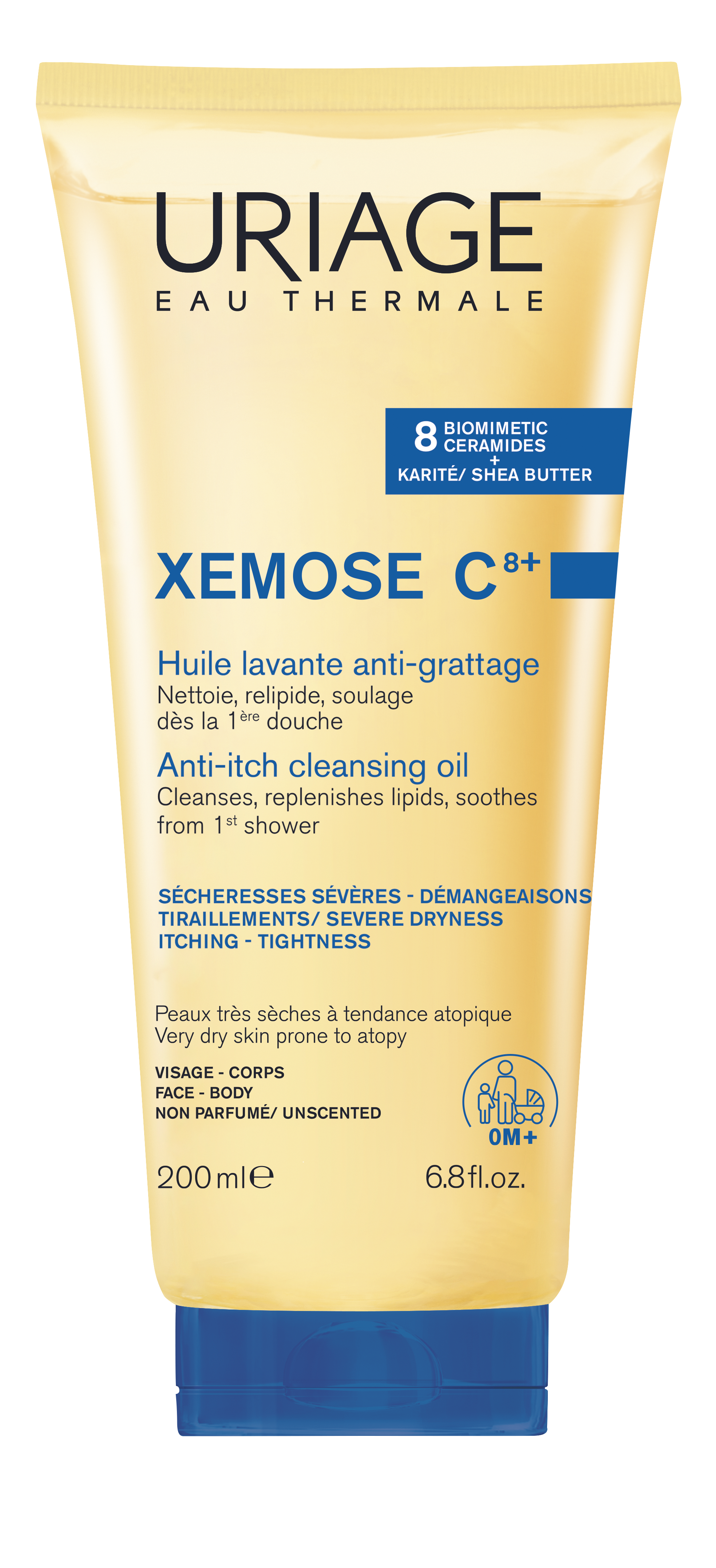 URIAGE XEMOSE C8+ почистващо душ-олио за суха кожа 200ml