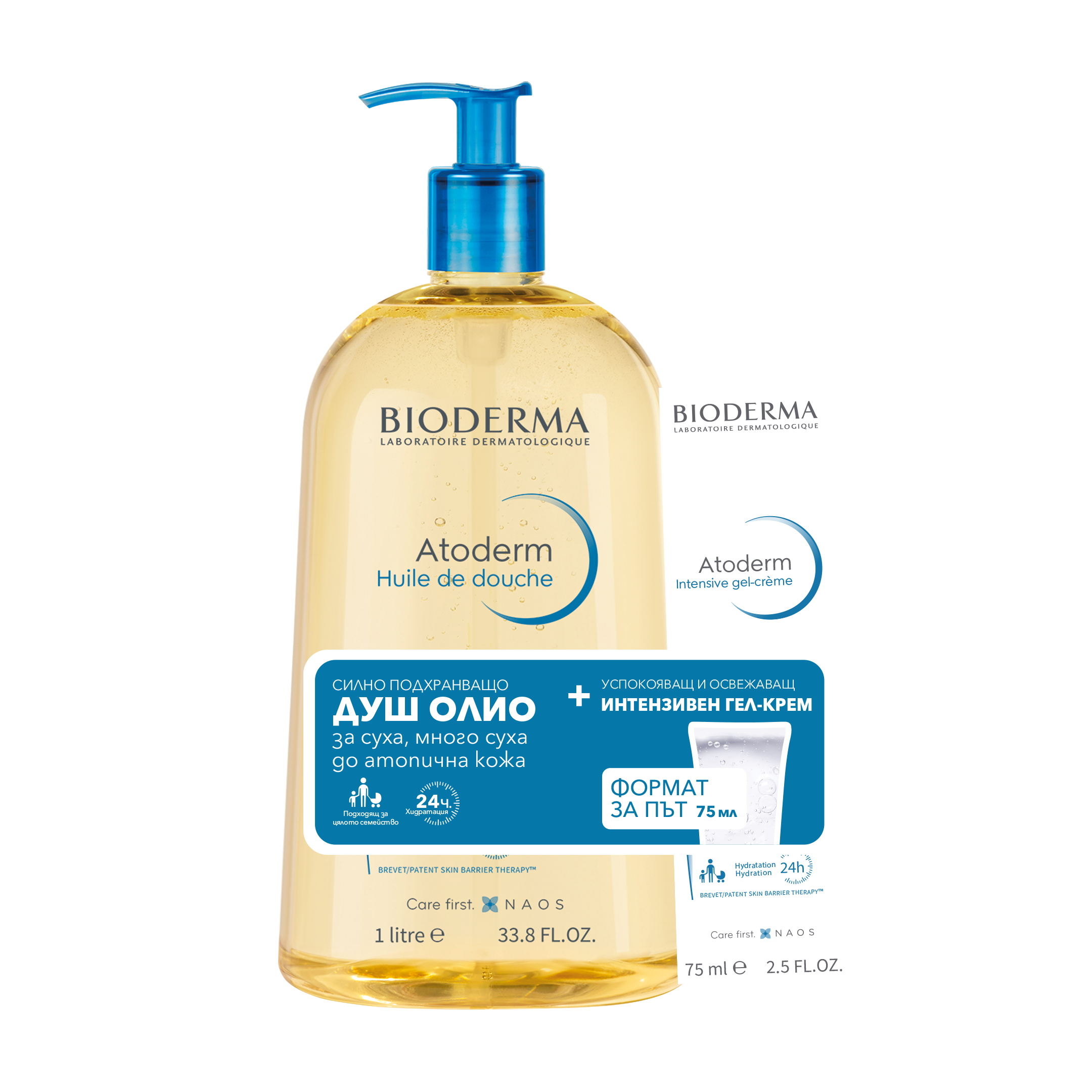 BIODERMA PROMO ATODERM душ-олио 1000ml + ATODERM гел-крем 75ml