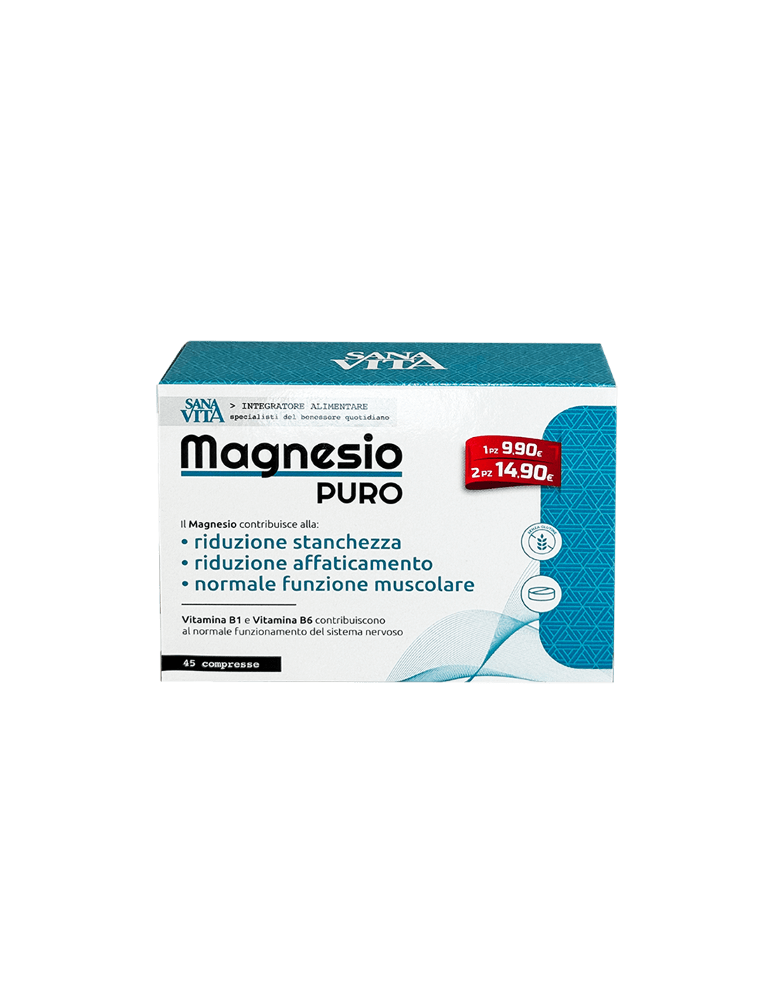 PALADIN PHARMA SANAVITA MAGNESIO Puro Магнезий + Витамин В1 и В6 за сърдечно-съдовата и нервна системи х 45 tabl