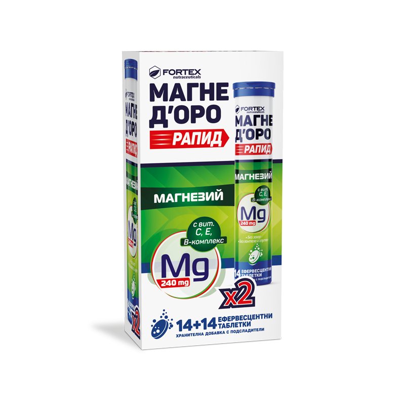 FORTEX MAGNE D`ORO Rapid  магнезиев цитрат x 2x14 eff tabl