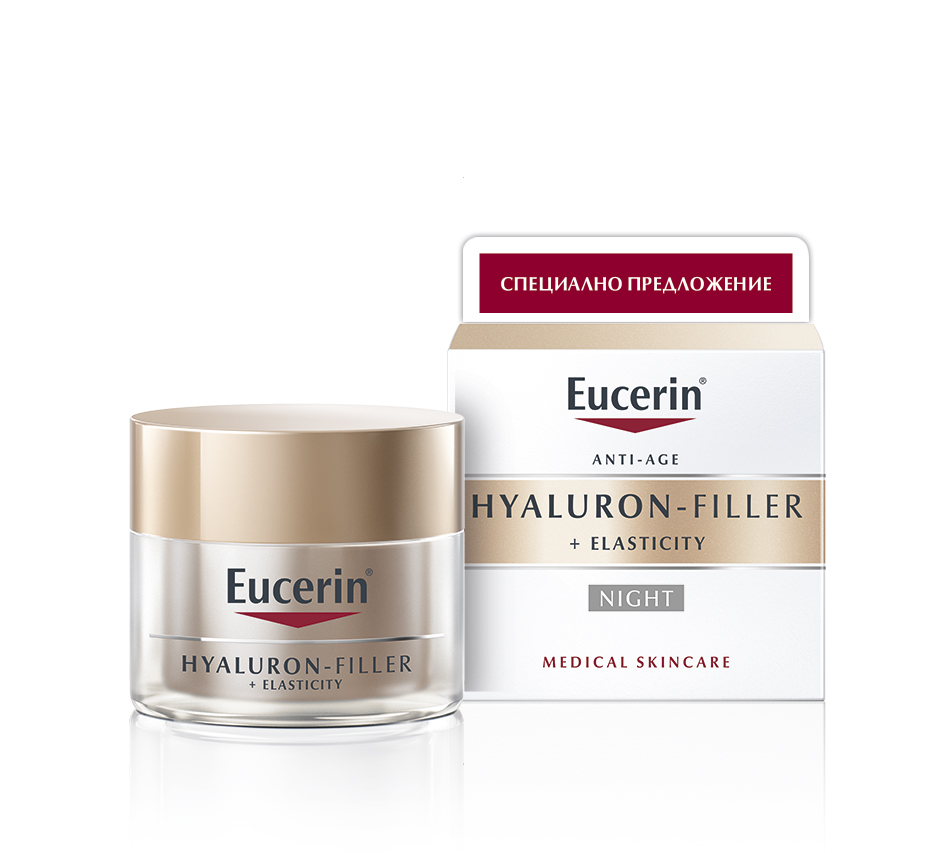 EUCERIN HYALURON FILLER + ELASTICITY нощен крем 50ml промо цена