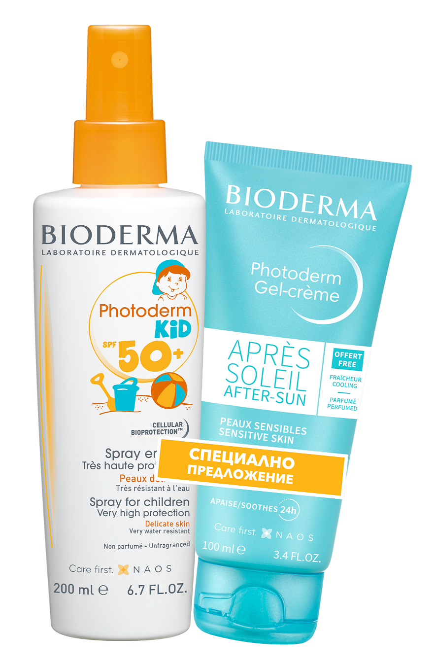 BIODERMA PROMO PHOTODERM KID SPF50+ спрей 200ml + APRE-SOLEI гел-крем за след слънце 100ml