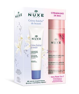 NUXE PROMO CREME FRAICHE DE BEAUTE 48h флуид 50ml + VERY ROSE 3в1 мицеларнач вода 100ml