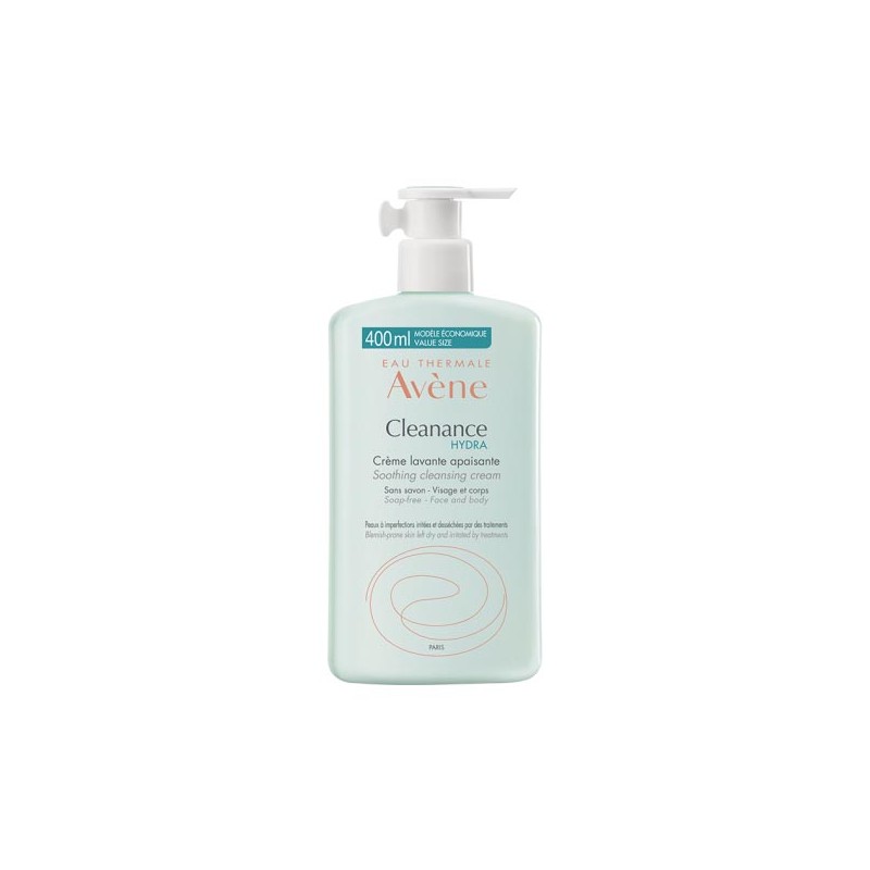 AVENE CLEANANCE HYDRA успокояващ измивен крем предназначен за изсушена и раздразнена кожа след медикаментозно третиране на акне 400ml
