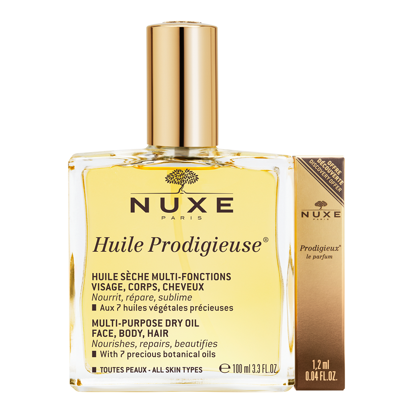 NUXE PROMO HUILE PRODIGIEUSE мултифункционално сухо масло 100ml + мини парфюм 1,2ml