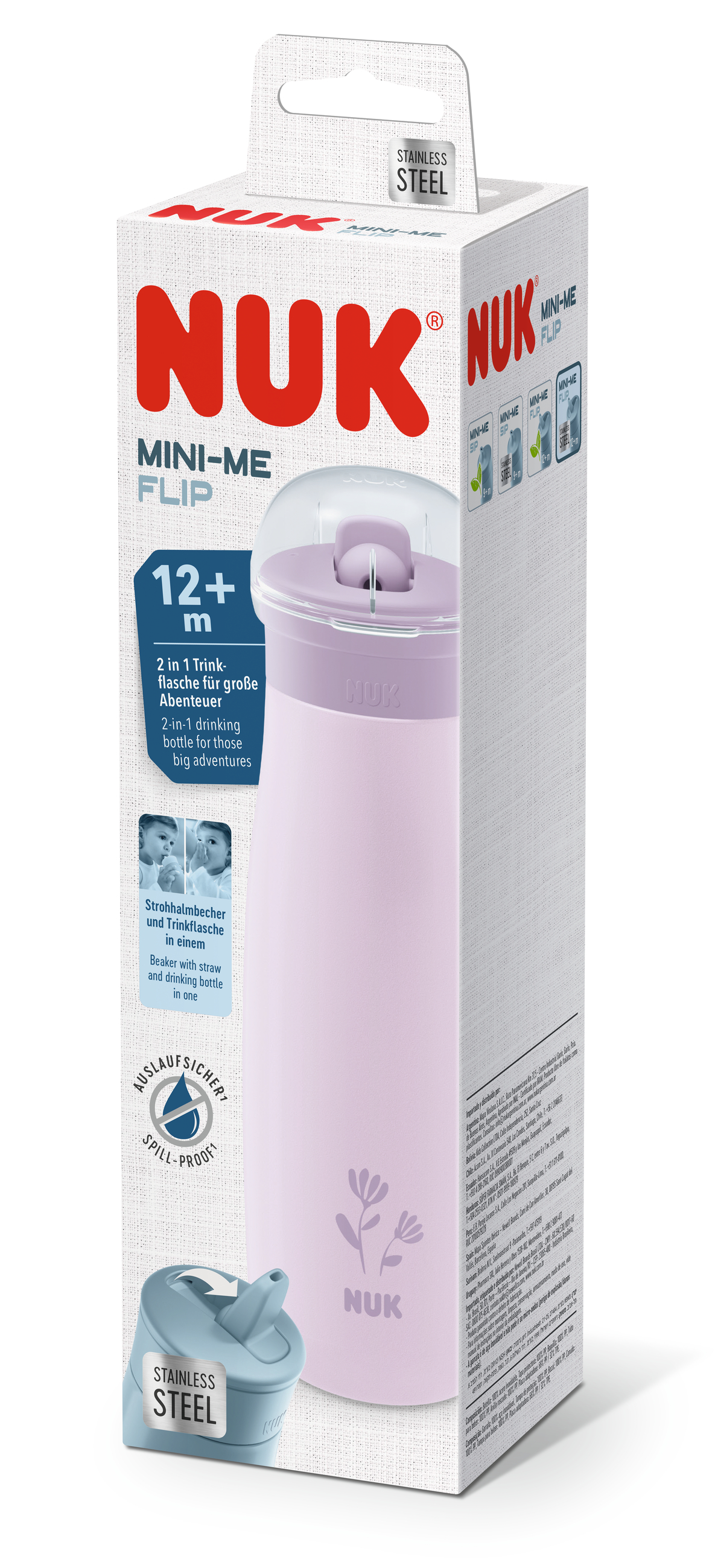 NUK Чаша MINI-ME FLIP Stainless 500ml Цвете