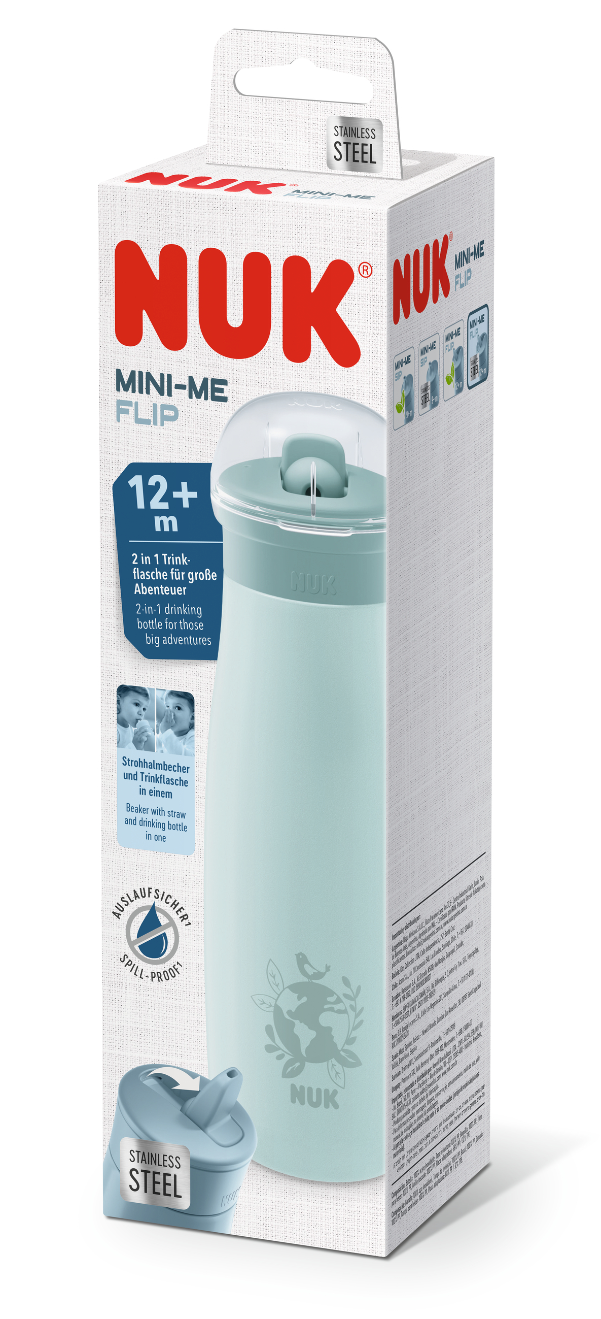 NUK Чаша MINI-ME FLIP Stainless 500ml Глобус