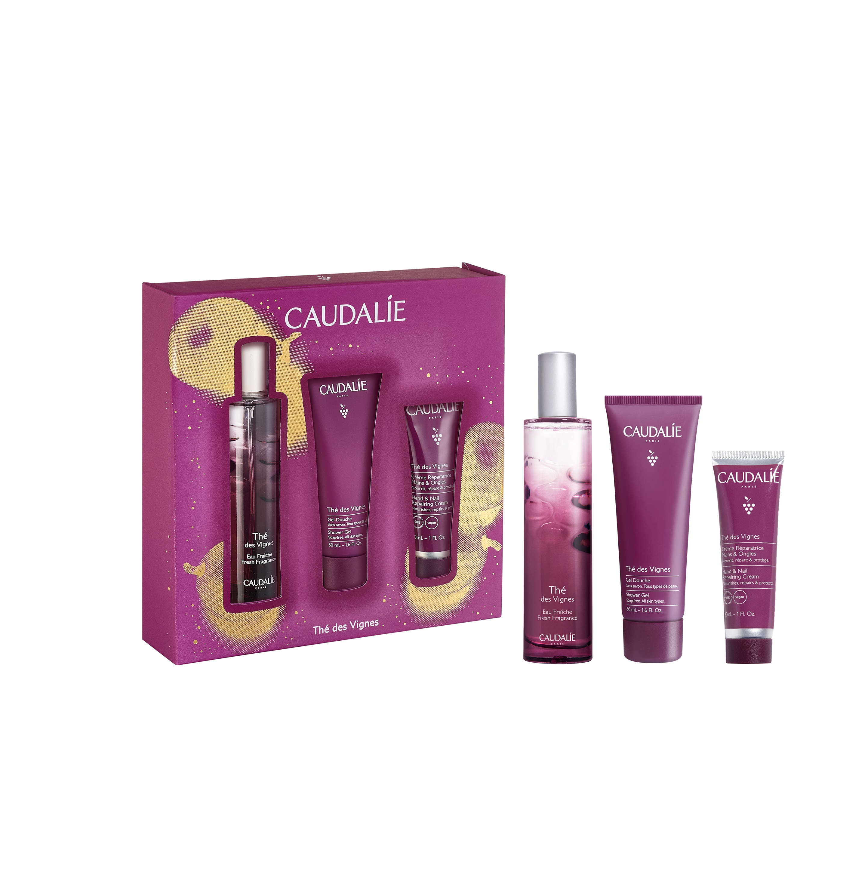 CAUDALIE PROMO The des Vignes Свеж Аромат 50ml + Душ гел 50ml + крем за ръце 50ml