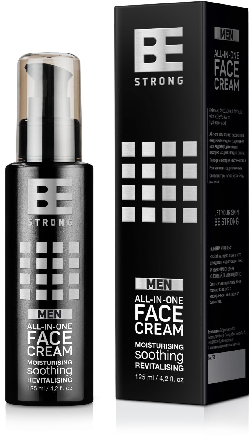 BESTRONG All-in-one Face Balanced Avocado Oil formula with Aloe Vera and Hyaluronic Acid Cream Крем за лице за мъже 125ml