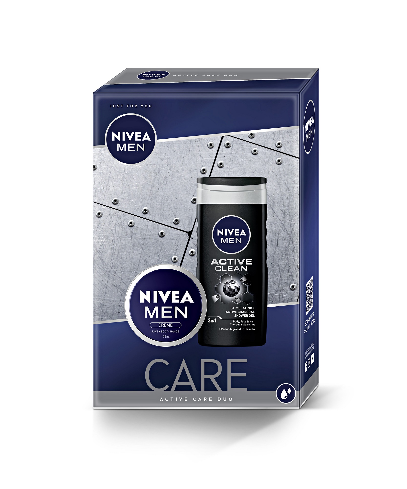 NIVEA PROMO MEN Душ-гел Active Clean 250ml+ Крем за мъже 75ml