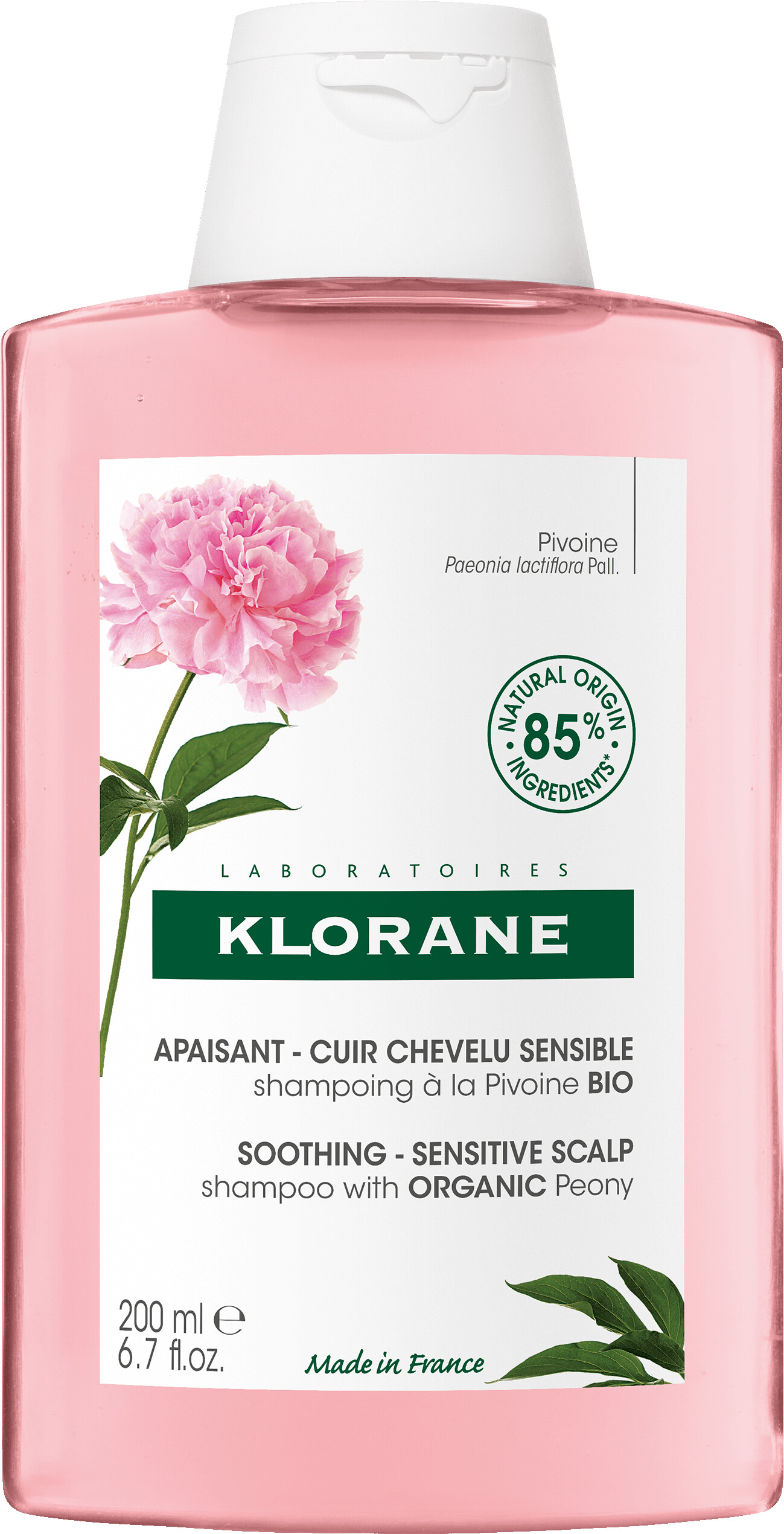 KLORANE шампоан за раздразнена кожа на главата и сърбеж с орагничен божур 400ml