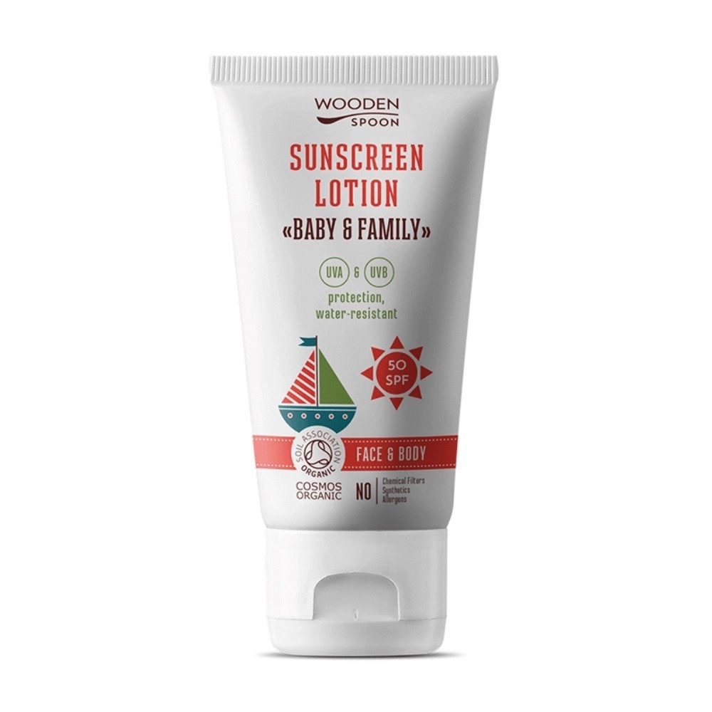 WOODEN SPOON Слънцезащитен лосион "Baby & Family" SPF 50, - invisible zinc 150 ml