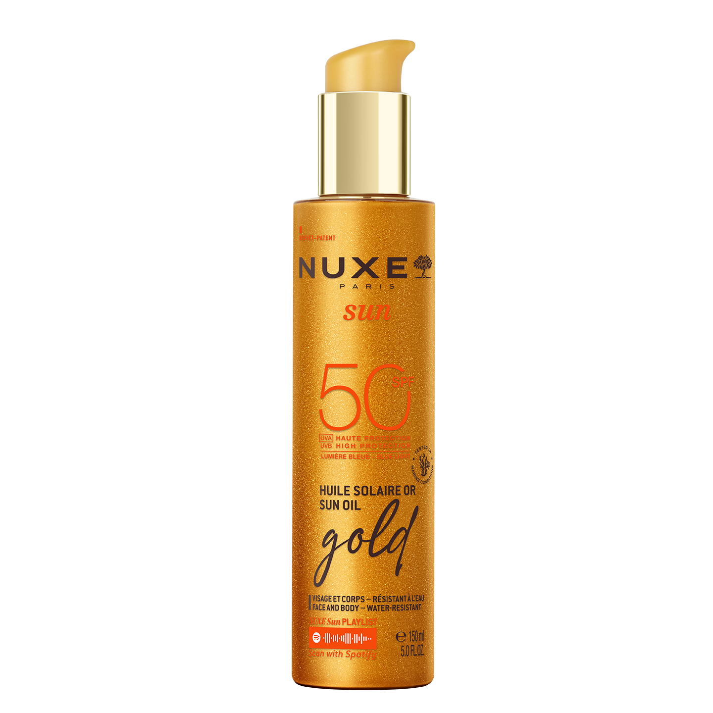 NUXE SUN Олио за придобиване на тен със златисти частици SPF50 150ml