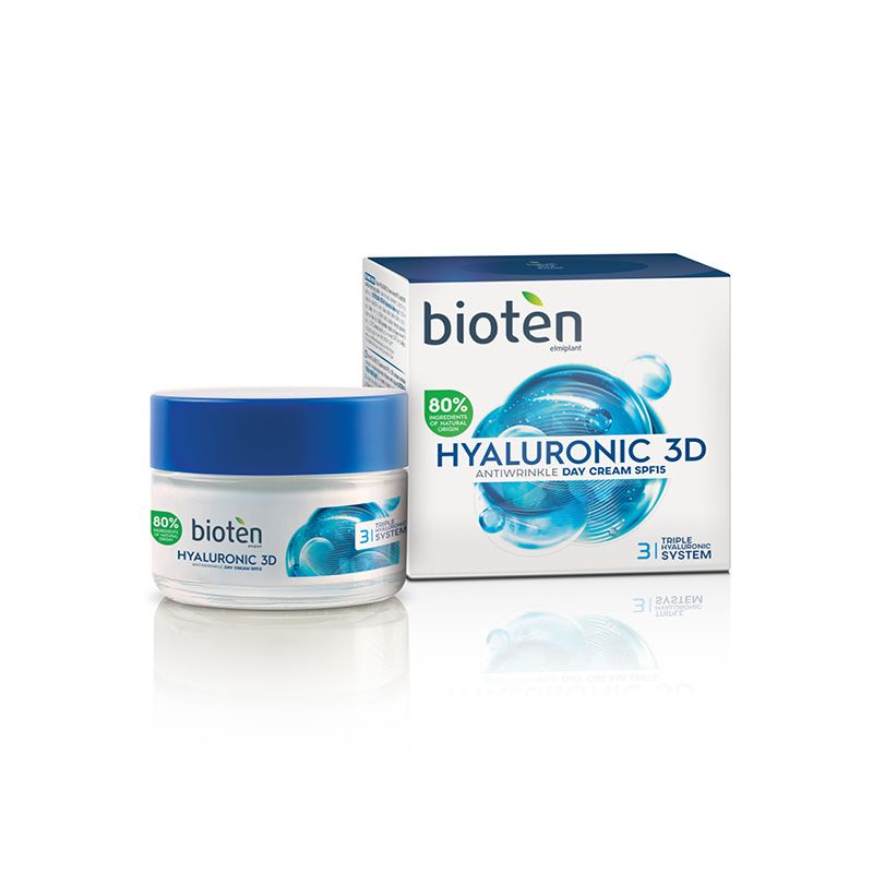 BIOTEN HYALURONIC 3D ANTIWRINKLE Дневен крем за лице SPF 15 TRIPLE HYALURONIC ACID, 50 мл.