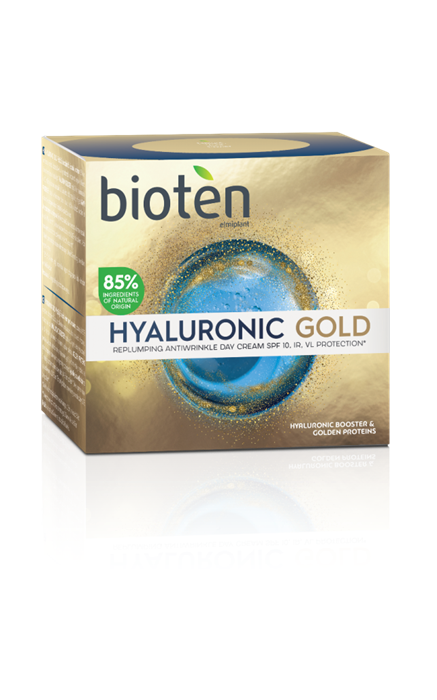 BIOTEN HYALURONIC GOLD Уплътняващ дневен крем против бръчки, 50мл