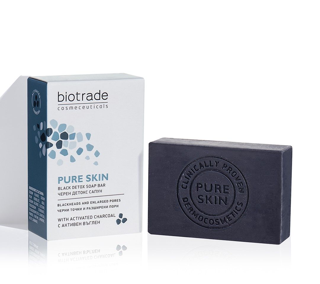 BIOTRADE PURE SKIN Сапун с активен въглен за комбинирана към мазна кожа 100 гр.