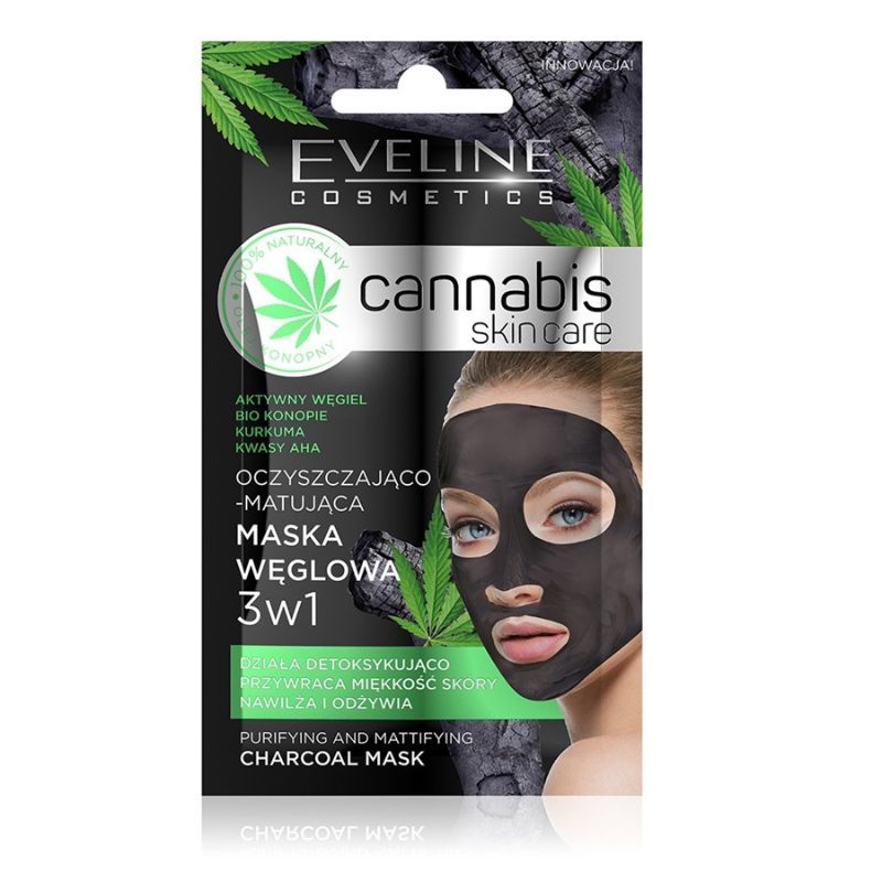 EVELINE CANNABIS SKIN CARE 3 in 1 Маска с активен въглен, 7 ml
