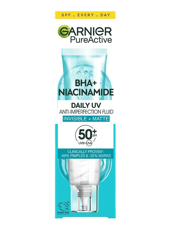 GARNIER PURE ACTIVE Матиращ флуид противнесъвършенстваSPF 50+ 40мл
