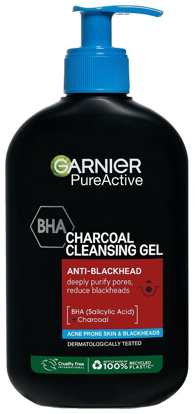 GARNIER PURE ACTIVE Почистващ гел с активен въглен против черни точки, 250мл