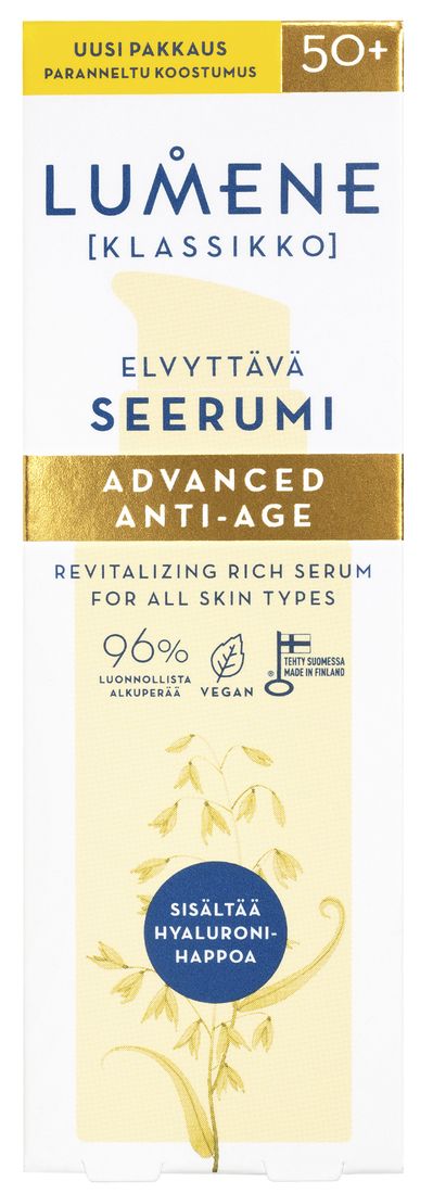 LUMENE KLASSIKKO ADVANCED ANTI-AGE Подмладяващ серум против бръчки, за сияйна кожа, 30мл